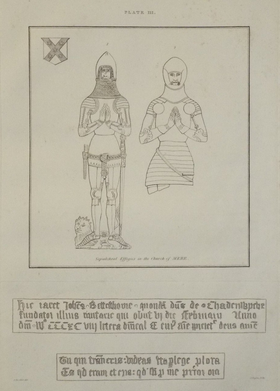 Print - Sepulchral Effigies in the Church of Mere - Basire